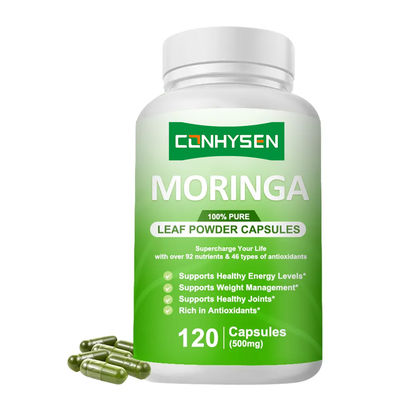 100% de pó de folhas de moringa pura cápsulas suplemento de ervas apoia a saúde da próstata