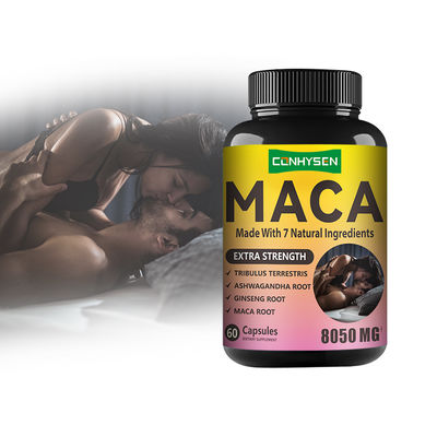 Capsulas de Maca Root em pó com Ashwagandha para estresse aliviar o humor energético