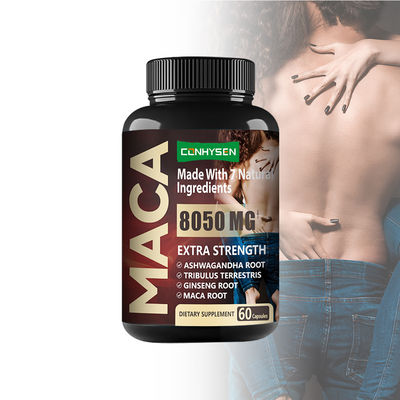 Logotipo personalizado cápsulas de pó de Maca orgânica para o poder do homem forte