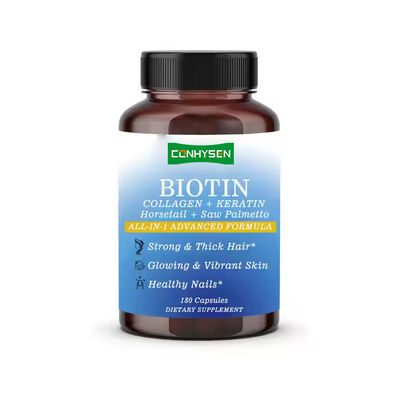 OEM Marca Colágeno Biotina cápsulas Suplemento de queratina Melhorar o brilho da pele