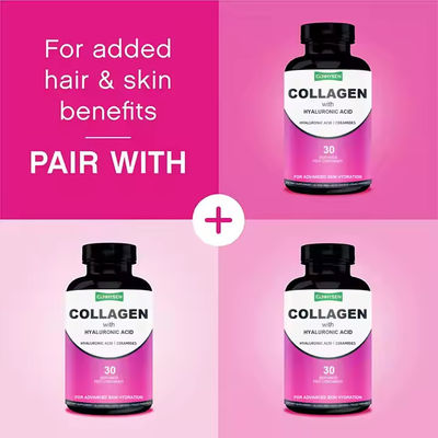 Hyaluronic Acid Collagen Tablets Support Skin Hair Nails Care Logotipo personalizado