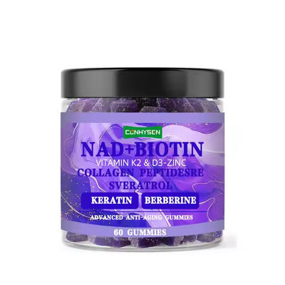 Goma de biotina personalizada NAD com multivitamina reduz as rugas e linha fina