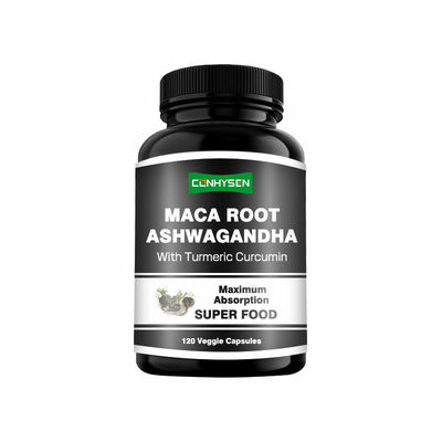 Customização de fábrica Maca raiz Ashwagandha cápsulas aumentar o equilíbrio hormonal com curcumina de cúrcuma