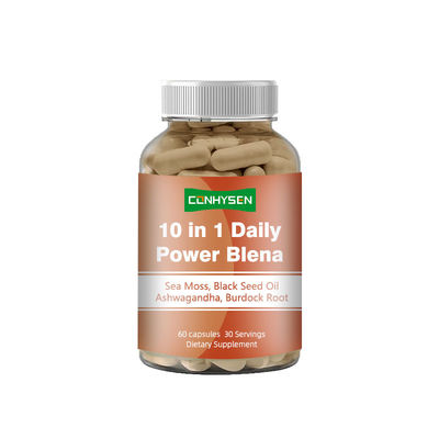Cápsulas Diárias de Musgo Marinho 10-em-1 Power Blena Aumentam o Equilíbrio Emocional Com Ashwagandha