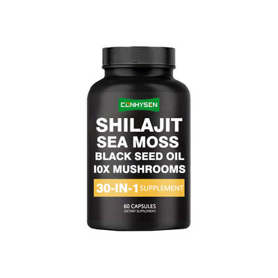 30 em 1 Suplemento cápsulas de Shilajit para força natural cápsulas de musgo marinho