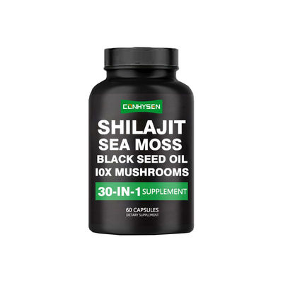 Cápsulas Personalizadas de Shilajit 10X Cogumelos para Clareza Mental 30 Ingredientes Poderosos