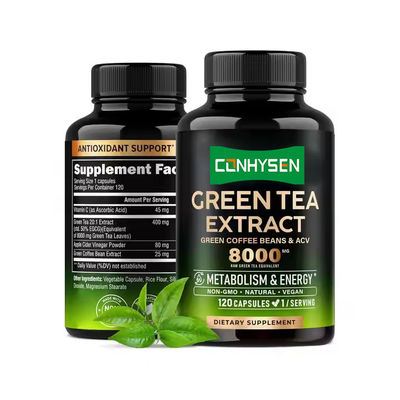 Cápsulas de Extrato de Chá Verde e Grãos de Café Verde ODM Suportam a Função Metabólica