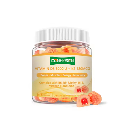 Gomas de vitamina D3+K2 complexas OEM ODM sem açúcar para adultos, gomas para suporte imunológico