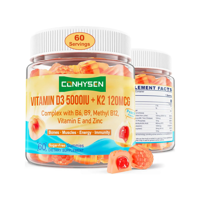 OEM ODM Vitaminas sem açúcar Melhorar a absorção de cálcio Vitamina D3 K2 gomas