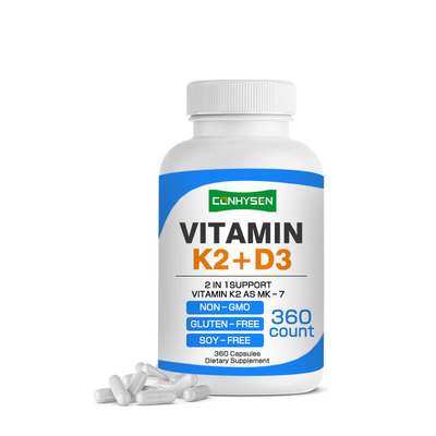 Cápsulas de Vitamina K2 D3 Personalizadas 2 em 1: Suporte para a Saúde Cardiovascular, Óssea e Imunológica