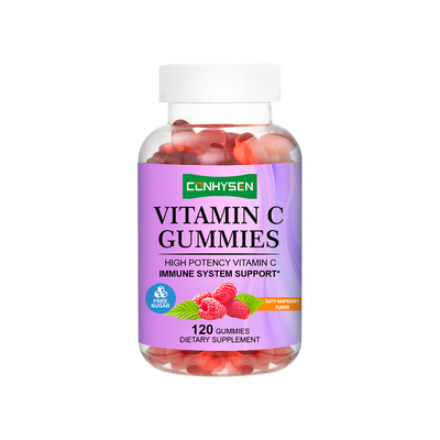 Gomas de Vitamina C com Sabor de Framboesa, Antioxidante Poderoso, OEM/ODM Personalizado